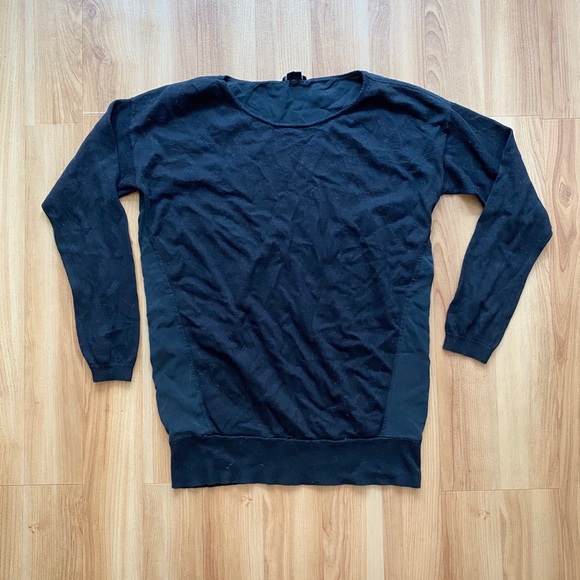 THEORY BLACK CHIFFON BACK KNIT TOP with CASHMERE Medium - Picture 2 of 7